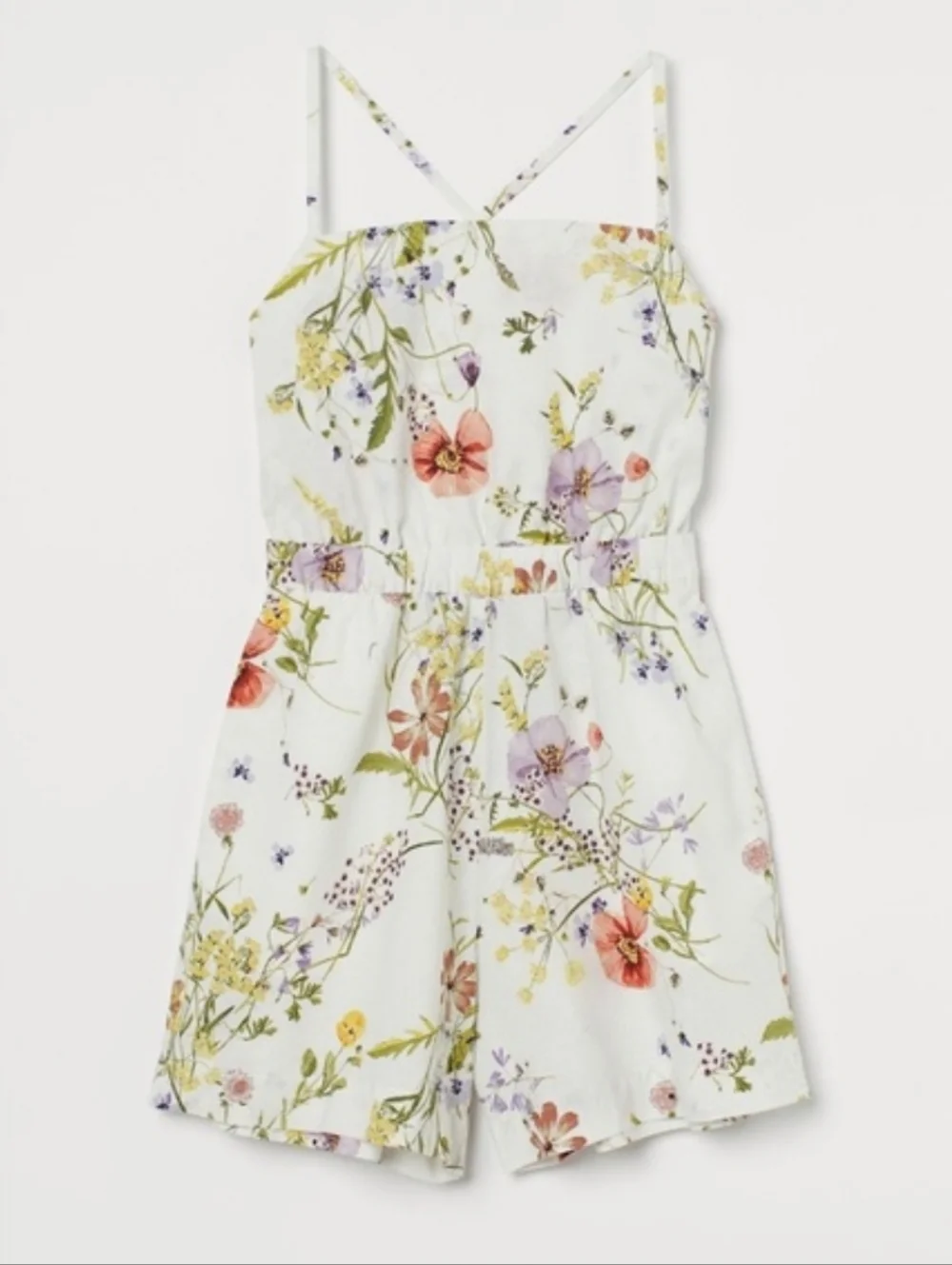 H&M Wildflower‎ Meadow Collection Floral Linen/Organic Cotton Blend Romper SzM